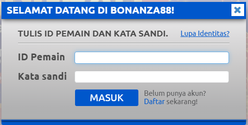 form login akun Bonanza88
