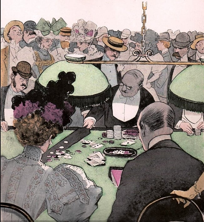 Ilustrasi para pemain baccarat tahun 1897 oleh Albert Guillaume