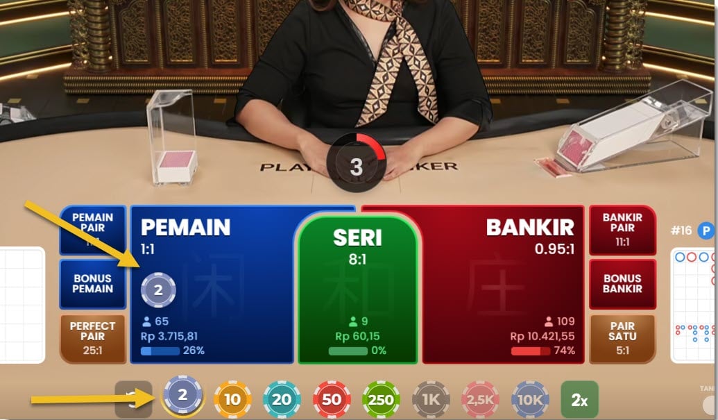 Taruhan baccarat di Bonanza88 bisa mulai Rp 2,-