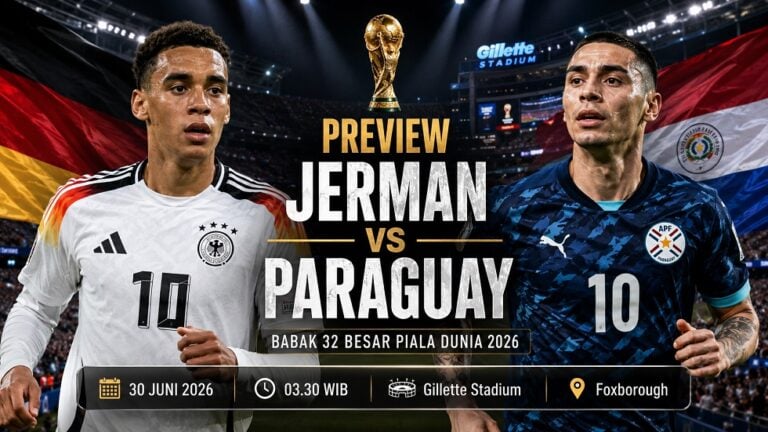 Preview Jerman vs Paraguay pada babak 32 besar Piala Dunia 2026.