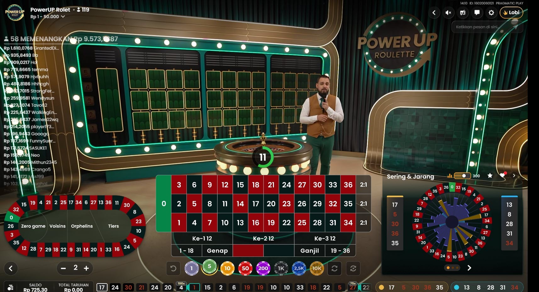 Live roulette