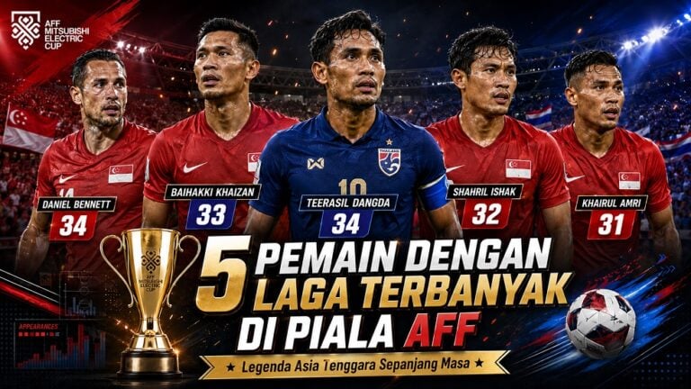 Daftar 5 pemain dengan jumlah pertandingan terbanyak di Piala AFF.
