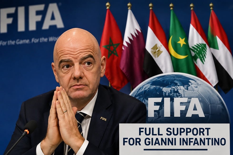 Gianni Infantino mendapat dukungan enam federasi Arab saat FIFA diguncang penolakan terhadap rencana investasi swasta Piala Dunia US$20 miliar.