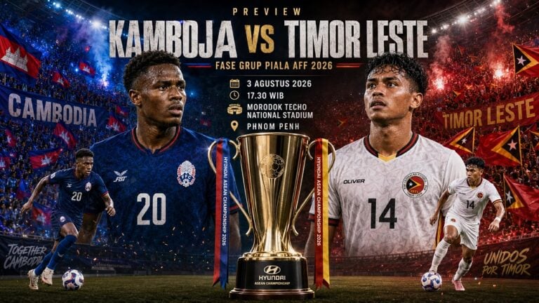 Preview Kamboja vs Timor Leste pada pertandingan Piala AFF 2026.