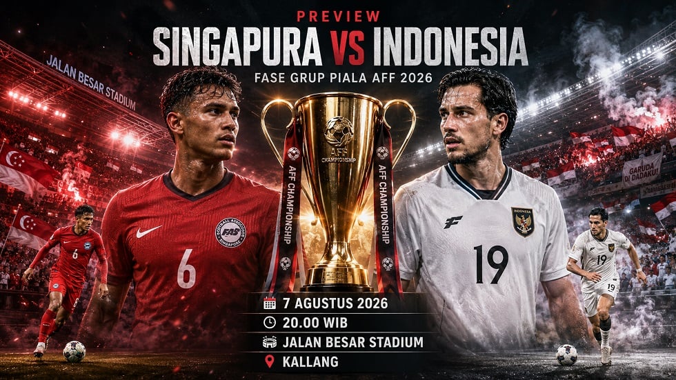 Preview Singapura vs Indonesia pada pertandingan Piala AFF 2026.