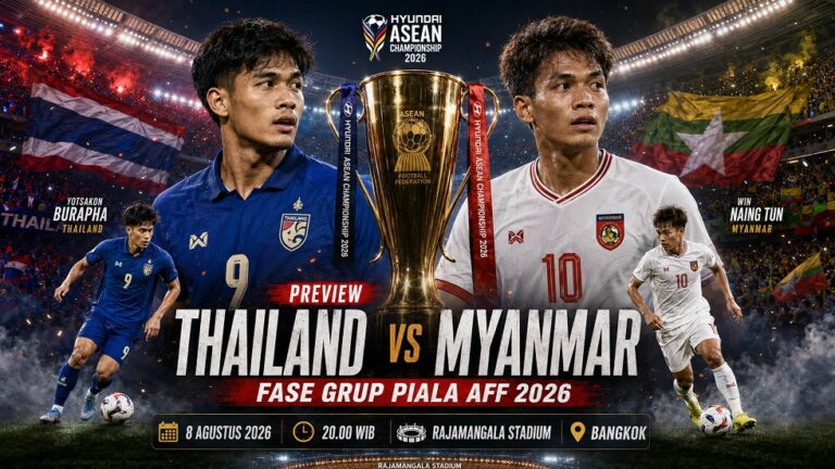 Preview Thailand vs Myanmar pada pertandingan Piala AFF 2026.
