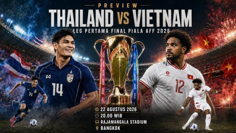 Preview Thailand vs Vietnam pada pertandingan final Piala AFF 2026.